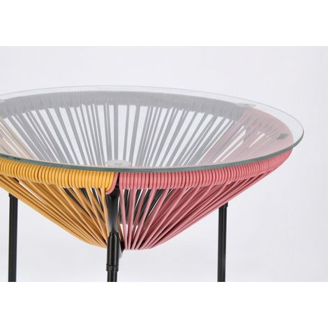 Tavolino rotondo da esterno Ø50cm intrecciato a corda Parker YES - Multicolore 1 (1/5)