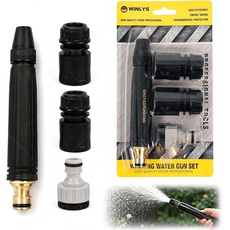 1 x High Pressure Nozzle - 3 Adjustable Hand Spray Accessories, Sprayer, Heavy Duty Watering Gun for Garden Watering Pipe, Garden Spray Gun (1/5)