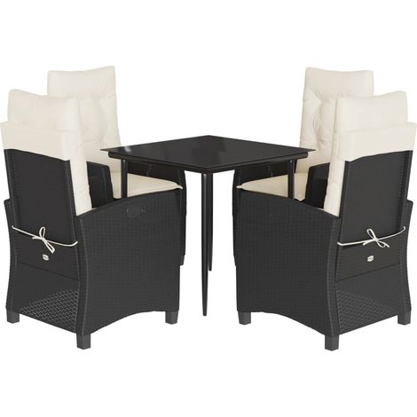 Maison Exclusive - Set da Pranzo da Giardino 5 pz Nero con Cuscini in Polyrattan (1/5)