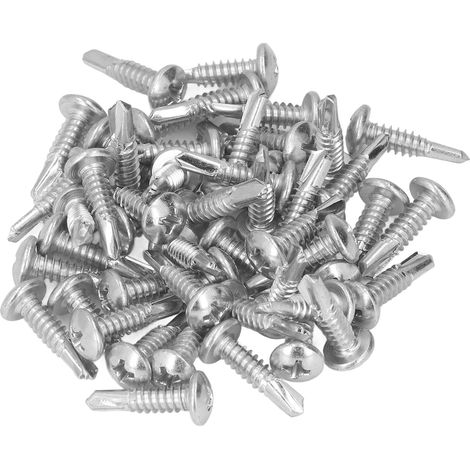 Lot de 50 vis autoperceuses tête ronde en acier carbone zingué 4,8x19mm pour usage domestique (1/5)