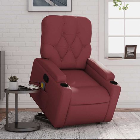 Fauteuil inclinable de massage-Chaise de relaxation-Fauteuil Relax Rouge bordeaux Similicuir 759960 (1/5)