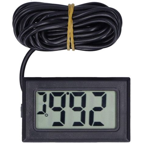 Thermomètre Numérique LCD NPT, Mini Moniteur Électronique de Température À Écran Lcd Filaire -50 À 110 °C, Instrument de Mesure Avec Sonde Externe, pour Réfrigérateur, Congélateur, Aquarium (Noir) (1/5)