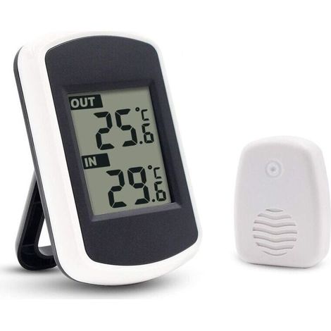 Wireless LCD Digital Thermometer for Indoor or Outdoor Use, Mini Room Temperature Sensor, White (1/5)