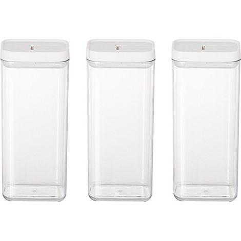 Lot de 3 Boîte, Plastique transparent, Couvercle hermétique, Empilable, Cuisine (1/5)