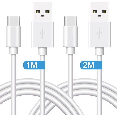 2 USB Type-C to USB-A Cables (1M and 2M) - Universal Charging and Data Transfer for Samsung Galaxy A25 5G, A24, A23 5G, A22 5G, A20, A15 (1/5)