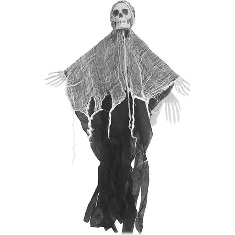 1 Décoration suspendue, crâne et tissu, bras flexible, pour intérieur, extérieur, jardin, Halloween (1/5)