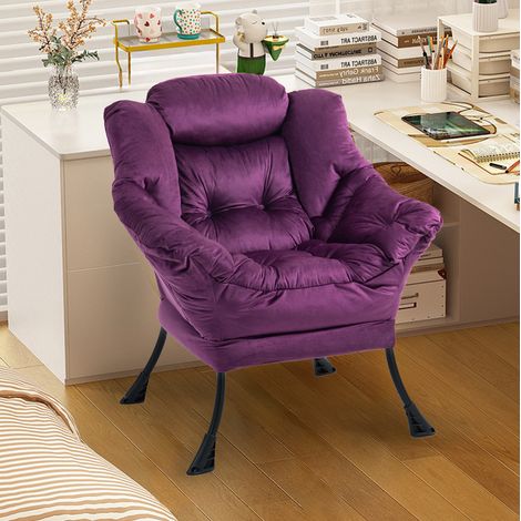 Sillón relax ergonómico de metal morado OKMYHOME (1/4)