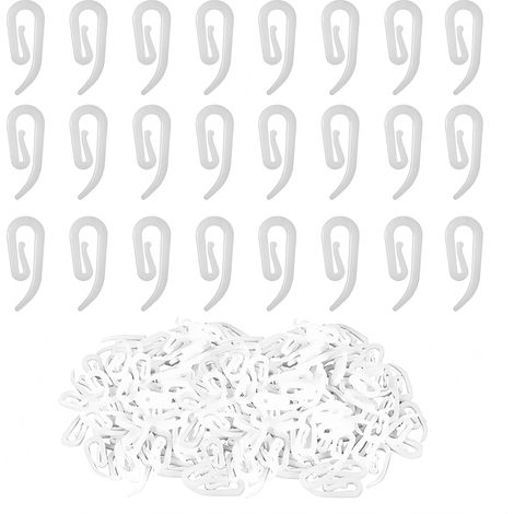 100 Pièces Crochets de Rideau en Plastique Blanc pour Rail Fenêtre Porte et Douche Attache Rideau Solide et Flexible Accroche Rideaus Coulissant Facile à Installer Pince Rideaus Pratique (1/5)