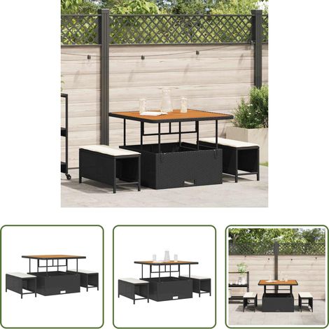 Freien Essplatz - Garten Essgruppe Schwarz Poly-Rattan (1/5)