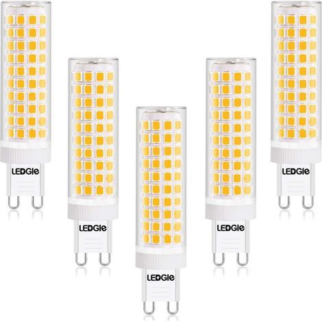 Ampoules LED G9 12 W, Blanc Chaud 3000 K 124 LED Lampe 1100 lm, LED Bulb AC 100-240 V Ampoule Halogène Traditionnelle 100 W Angle D'éclairage 360° Intensité non Variable, Lot de 5 [Classe énergétique (1/5)
