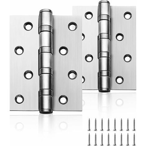 paio di cerniere per porte interne ed esterne cromate, da 10,2 cm, con cuscinetti a sfera color argento, per porte interne ed esterne. (1/5)