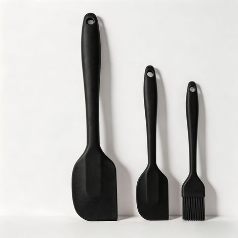 3-teiliges Silikon-Küchenhelfer-Set: Hitzebeständiger Spatel & Backpinsel
