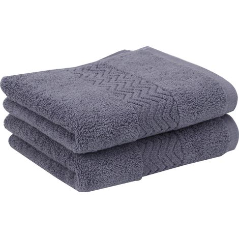 Serviettes à mains en coton, très absorbantes, lot de 2 (grises), 33 x 75 cm (1/4)