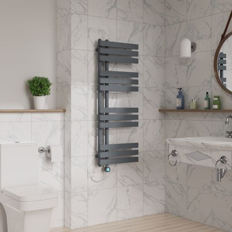 Electric Thermostatic Towel Rail D Tube 1200x450mm Sand Grey (1/5)