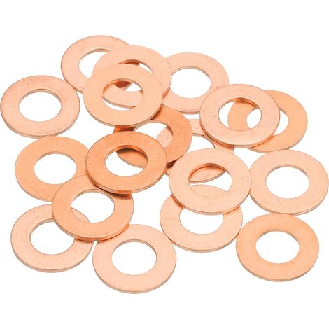 18Pcs Rondelle Métal Plate, M8 Rondelles Cuivre Joint, 8mm ID, 16mm OD, 1mm Epaisseur D'Etancheite Rondelle Ecrasable Kit Assortiment pour Boulons Vis Reparation Machinerie (1/5)