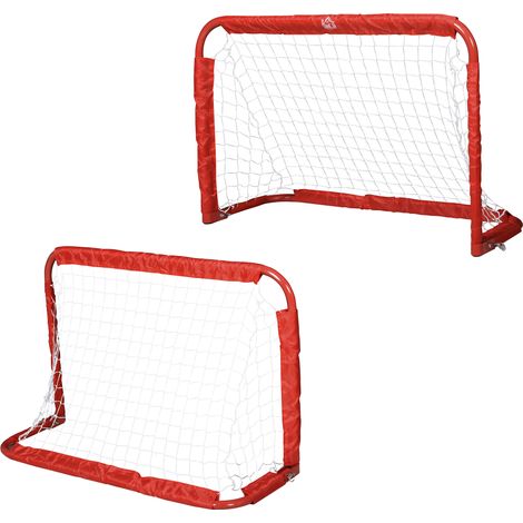 Lot de 2 mini buts de football pliables extérieurs pour enfants et adultes, cadre métallique, dimensions 90x36x60 cm, rouge (1/3)