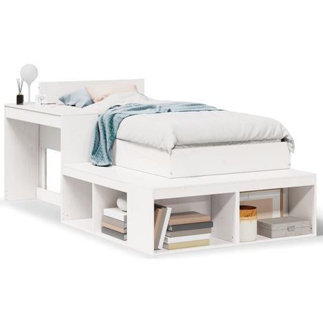 Maison Exclusive - Letto senza Materasso Bianco 75x190 in Legno Massello di Pino (1/5)