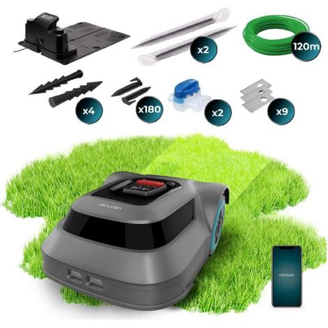 Cecotec Robot tondeuse sans fil pour 500m2 Conga Grasshopper 500 Map Connected. Moteur Digital Sans balais, App, Tonte soignée, Pente maximale 45%, Contrôleur de lame dede Tonte, Capteur de pluie de.