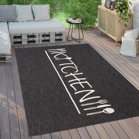 Paco Home Tapis Exterieur Terrasse Balcon Tapis Cuisine Moderne Écriture 80x150 cm, Anthracite 2 (1/5)
