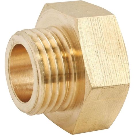Reduzierstück aus rohem Messing, Außengewinde 3/8" auf 1/4", 2er-Pack, Schnellanschluss, korrosionsbeständig, kompatibel mit allen Gewindefittings