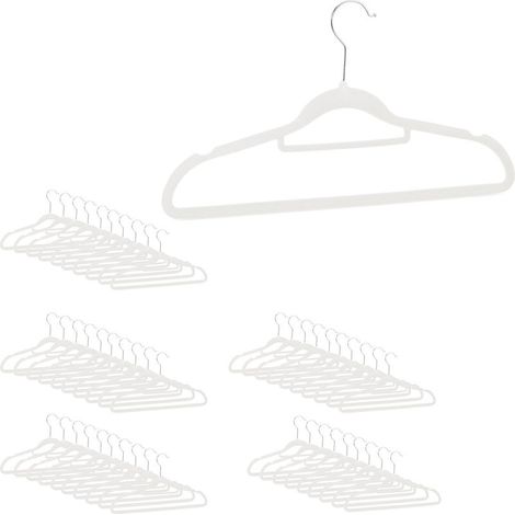 Lot 50 Cintres Velours Blancs - Crochet Rotatif, Pantalon Jupe Chemise Cravate, Gain de Place, Dressing Organisé (1/5)