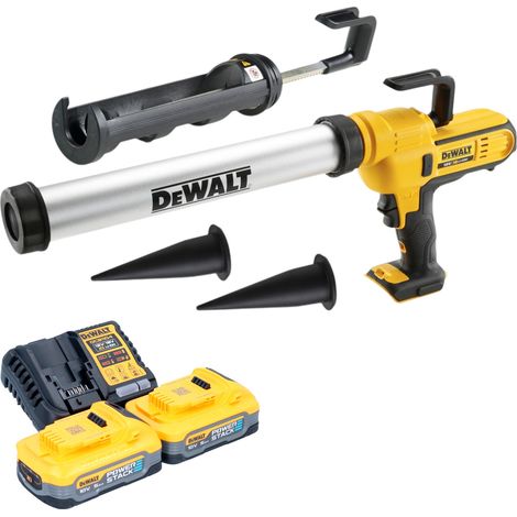 Pistola de calafateo sin cable DeWalt DCE 581 H2K 18 V 310 ml + 2x batería Powerstack 5,0 Ah + cargador + maletín (1/3)