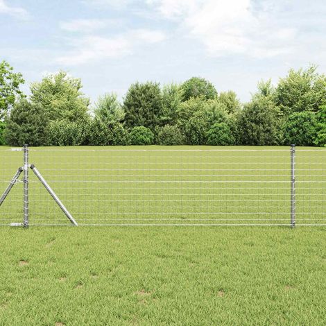Zaunpfosten 2 pcs Silber 120 cm Pulverbeschichteter Stahl