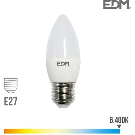 Ampoule bougie LED EDM E27 5W 400lm 6400K Lumière froide Ø3,5x10cm (1/2)