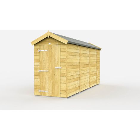 4 x 14 Feet Apex Shed - Single Door Without Windows - Wood - L417 x W118 x H217 cm