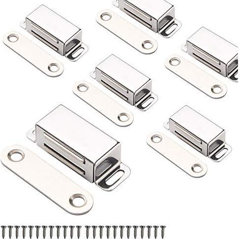Aimants d'armoire Loquet de porte d'armoire pour cuisine Salle de bain Placard penderie Fermetures de placard Loquet de tiroir de porte d'armoire (Argent 6Pack) (1/5)