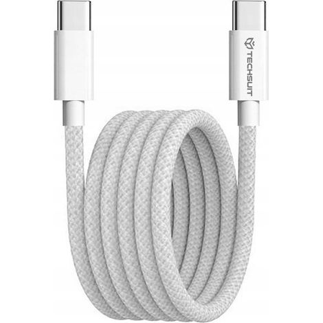 Cable USB tipo C, PD60W, QC3.0, 1 m, USB-C - Techsuit - Blanco (1/5)
