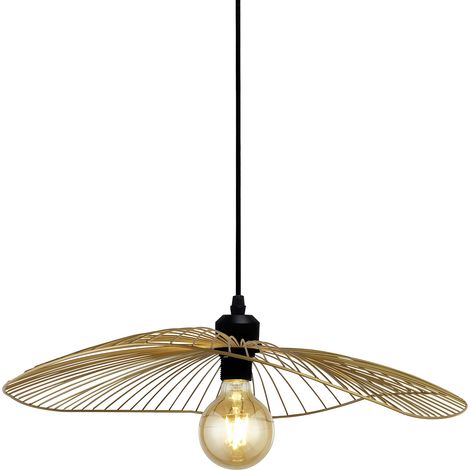 Searchlight Wave Lampada a sospensione trasformabile in plafoniera a filo - Metallo nero e oro (1/5)