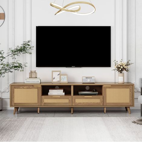 MEUBLIV TV-Möbel 200 cm Eiche – Rattandesign mit Stauraum (1/5)