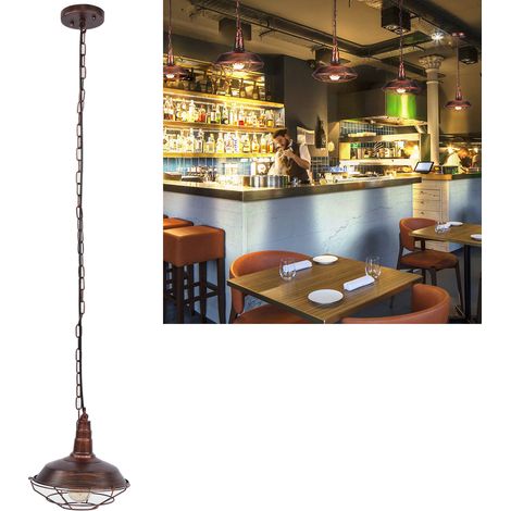 Suspension industrielle rétro américaine E26 de style loft, une lampe en fer forgé créative et unique pour bars, restaurants et lofts, source lumineuse non incluse. (1/5)