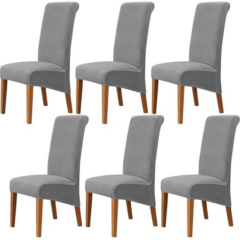 Housse de Chaise XL Salle à Manger 6 pieces Extensible Couverture de Chaises Dossier Haut Amovible et Lavable Housses de Chaises,G (1/5)