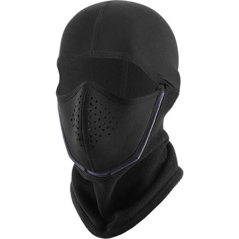 Cagoule d'hiver avec masque facial coupe-vent et respirant, noire et lavable, pour hommes et femmes. (1/4)