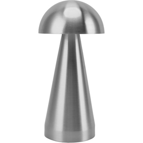 Lampe de table en forme de champignon, 3 températures de couleur LED, intensité variable, sans fil, rechargeable par USB, lampe de chevet moderne pour chambre ou salon, couleur argent (1/5)