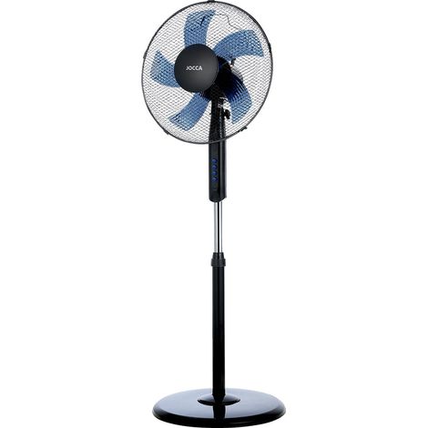 Ventilateur sur pied 45W H125cm Oscillation 90° 3 vitesses 5 pales Design Noir & Bleu Débit d'air puissant Fortes Chaleurs Jocca