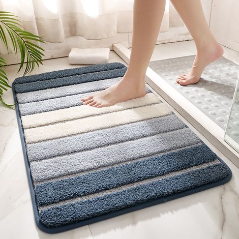 4060cm,Bleu Tapis de Bain Antiderapant,Extra Doux Tapis Salle Bain,Lavable en Machine,Absorbant l'eau (1/5)