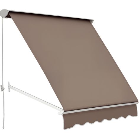 Tenda da sole manuale, inclinazione regolabile, alluminio, poliestere impermeabile, 70 x 180 cm, tortora chiaro