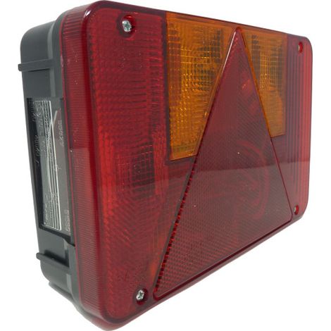 Maxter – Feu 5 fonctions droit RADEX 5800 – 12V – Prise 4/5 pôles – Dimensions 220 x 140 x 60 mm – Triangle réfléchissant inclus