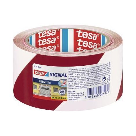 Bande adhésive de marquage tesa® SIGNAL tesa 58131-00000-01 rouge, blanc (L x l) 66 m x 50 mm caoutchouc 1 pc(s) (1/3)