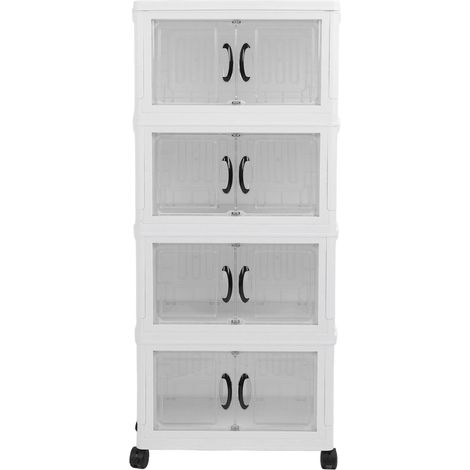 Bac de rangement empilable en plastique pliable avec roulettes, organisateur de placard pour la maison, la chambre d'étudiant, 4 niveaux (1/5)