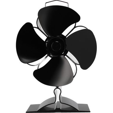Leiser, wärmebetriebener 4-Blatt-Lüfter aus eloxiertem Aluminium für Holzöfen mit magnetischem Thermometer (1/5)