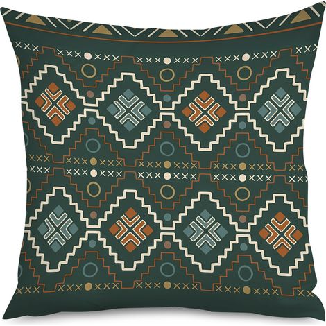 Housse de Coussin with motifs zigzags, ocre et beige (1/5)