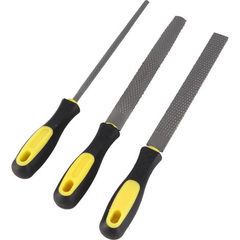 Set aus 3 flachen, halbrunden Holzfeilen mit grober Verzahnung für die Holzbearbeitung (1/5)