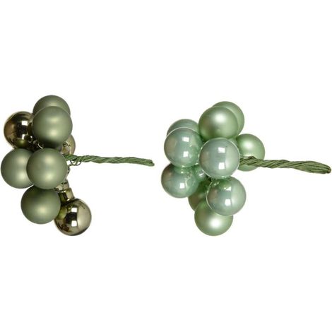 Decoris Palline di Vetro Verde su Filo - 2cm