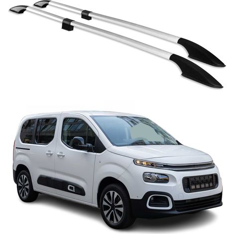 OMAC Barres de Toit longitudinales pour Citroen Berlingo 2018-2026 L1 Alu Gris 2X (1/5)