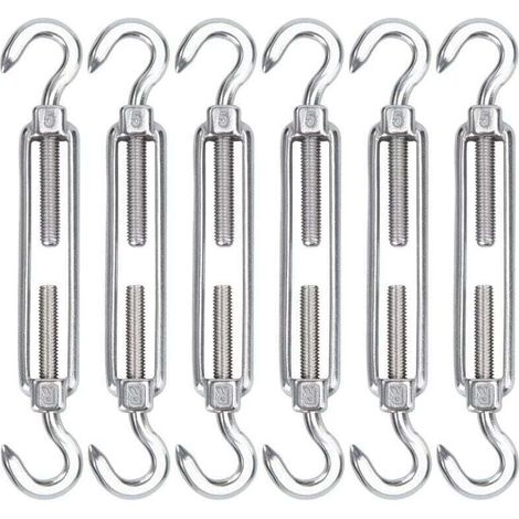 Enowelir Lot de 6 Tendeurs de Câble en Acier Inoxydable M5 Crochets Réglables pour Installation de Toile d'Ombre Corde à Linge et Grillage (1/4)