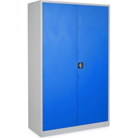 STIER Armoire universelle avec 4 étagères 1950 × 120 × 50 mm, gris clair, bleu gentiane (1/3)